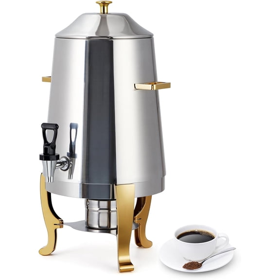 3.5-gal Stainless Steel Hot Beverage Dispenser with Fuel Tray and Spigot Gold