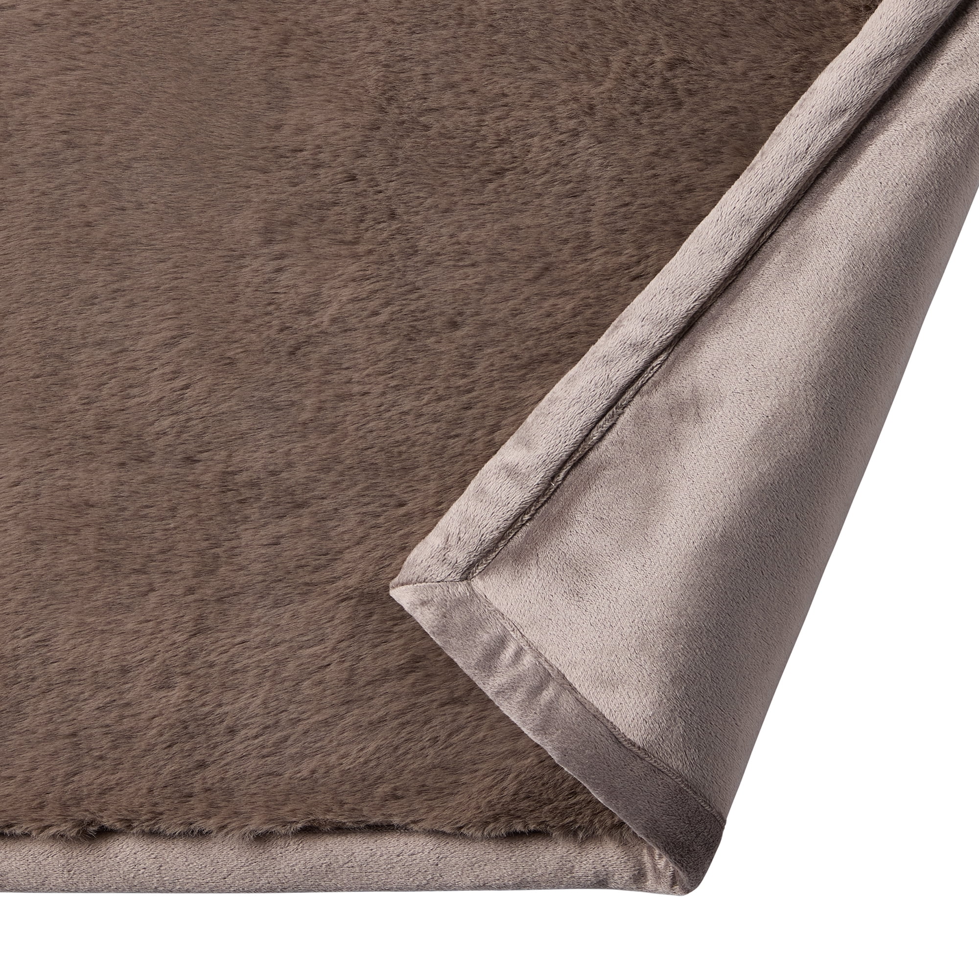 Better Homes & Gardens Faux Fur Throw Blanket, 50 in x 72 in, Grey Bisque