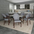 thumbnail image 2 of LeisureMod Dining Chair in Leather Upholstery Kitchen Chair Ergonomic Armchair with Rubberwood Base and Gold Accents Padded Seat and Back for Modern Home and Office Opaline Series in Grey, 2 of 10