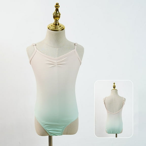 CYRBOKO Toddler Girls Dancewear Leotards, Performance Spaghetti Strap Backless Competition Ballerina Dancewear Blue Size 14 T