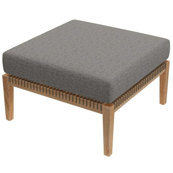 Ottoman Lounge Chair, Grey Gray Natural, Teak Wood, Outdoor Patio Balcony Cafe Bistro Garden Hospitality Restaurant, Modern Contemporary HB34218