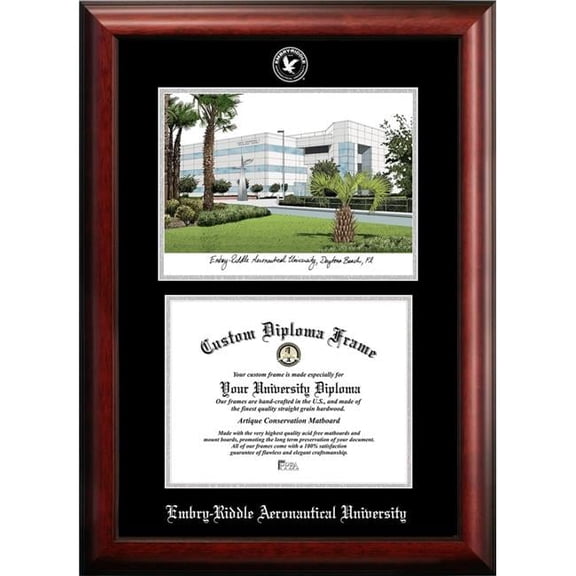 Campus Images FL995LSED-1185 11 x 8.5 in. Embry-Riddle University Silver Embossed Diploma Frame with Lithograph
