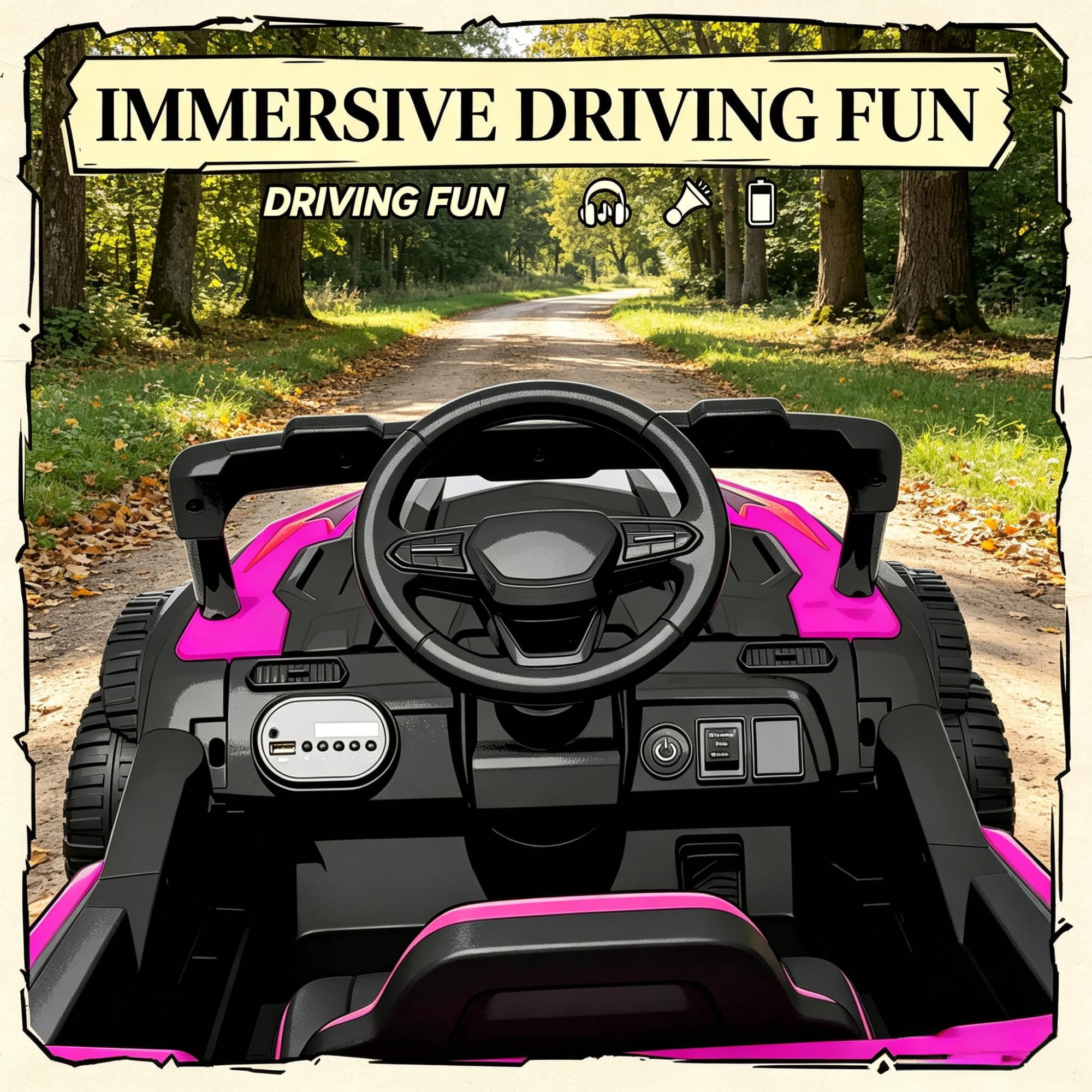 12V Electric Kids UTV Ride On Truck, Battery Powered with Rear Suspension, Parental Remote for Toddlers 3-5Y, Pink