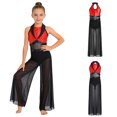 thumbnail image 3 of Aislor Girls Gymnastics Jumpsuit Dance Competition Outfit for Figure Skating Cha-cha Sporty Wear Jazz Clothing Red 10, 3 of 7