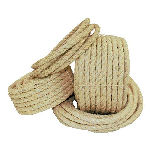 Cat Scratching Post 1/4 inch Indoor/Outdoor 25 feet - SGT KNOTS Twisted Sisal Rope Decor Moisture/Weather Resistant Tie-Downs Projects Marine Wicker Chair All Natural Fibers 
