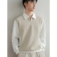 thumbnail image 3 of Polo de sudadera con media cremallera para hombre, ropa de calle, citas sociales, top coreano de otoño e invierno, ropa de hombre elástica de manga larga japonesa, 3 of 4