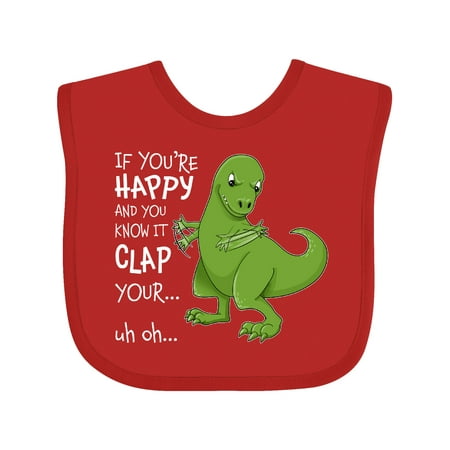 

Inktastic T-Rex Can t Clap Gift Baby Boy or Baby Girl Bib