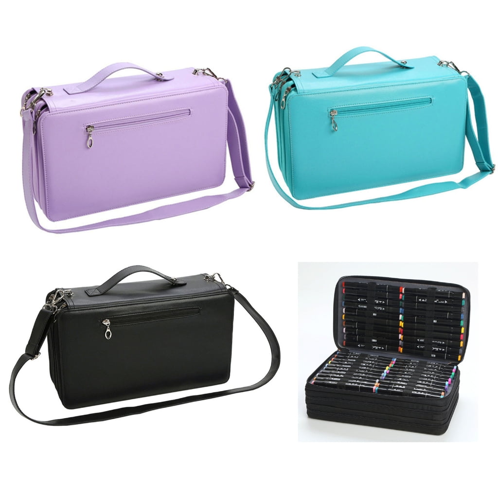 120 Slot Markers Organizers Carrying Bag with Shoulder Strap Multifunctional High Capacity Multilayer Marker Holder Case