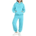 thumbnail image 2 of HAOTAGS Teen Girls 2 Piece Sweatsuits(4-15), Long Sleeve Hoodie with Sweatpants Set Light Blue 3-4 Years, 2 of 6