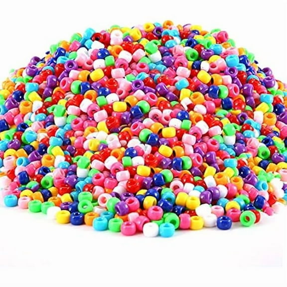 ZLC3000  pcs Pony Beads, Multi-Colored Bracelet Beads for Hair Braids, Plastic Bead for Crafts (Large Pack, Classic)…