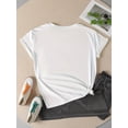 thumbnail image 3 of Camiseta De Verano Para Mujer, Cuello Redondo, Para Mochilero, Vacaciones En La CalleWomen'S Plus Size Round Neck T-Shirt with Heart-Shaped Rose Flowers for Valentine'S Day, Short SleevCamisetas de, 3 of 7
