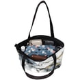 thumbnail image 5 of Marble Canvas Leather Mix Handbag with Twill, Sponge, and Jeanette Materials - 30x10.5x39cm/11.8x4.1x15.4in Size, 5 of 5
