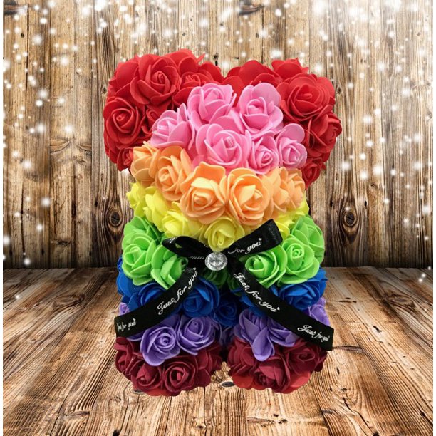 Rose Teddy Bear with Display Box (25 cm) Valentine’s Day Gift/Foam Rose