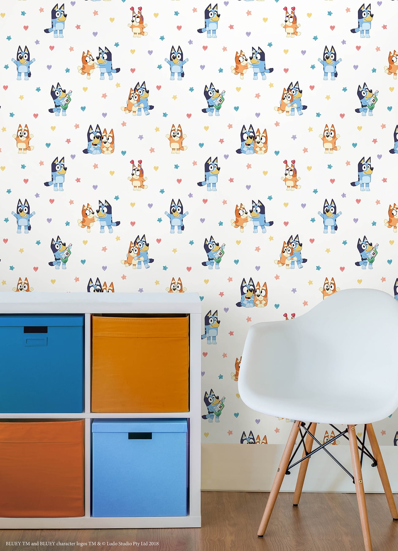 RoomMates Bluey and Bingo Hearts Multicolor Peel and Stick Wallpaper