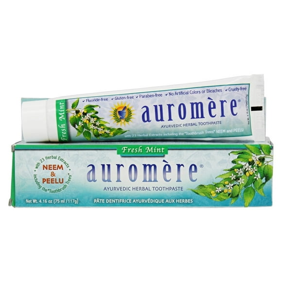 Auromere - Dentifrice Ayurvédique à Base de Plantes Menthe Fraîche - 4,16 oz.