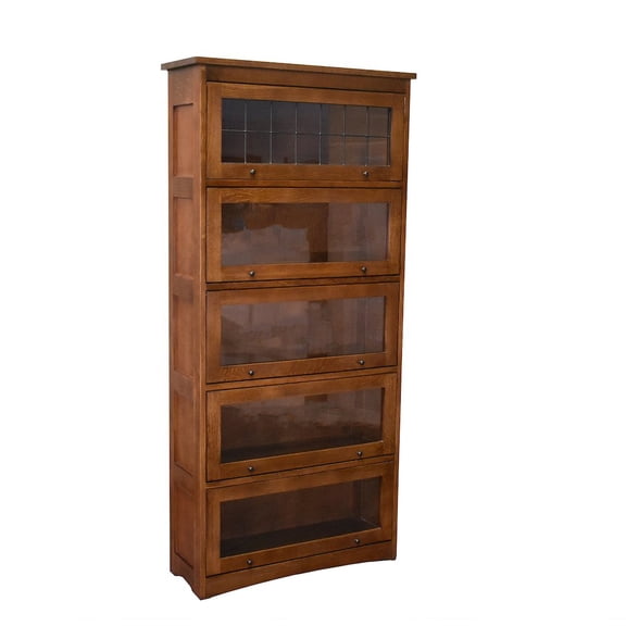 Crafters and Weavers Arts and Crafts 35.25" Wood Barrister Bookcase in Brown