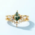 thumbnail image 5 of Exquisite Copper Zirconia Rings Set Moss and Green Water Grass Embelished Rings Delicate Inlays Finger Rings, 5 of 8