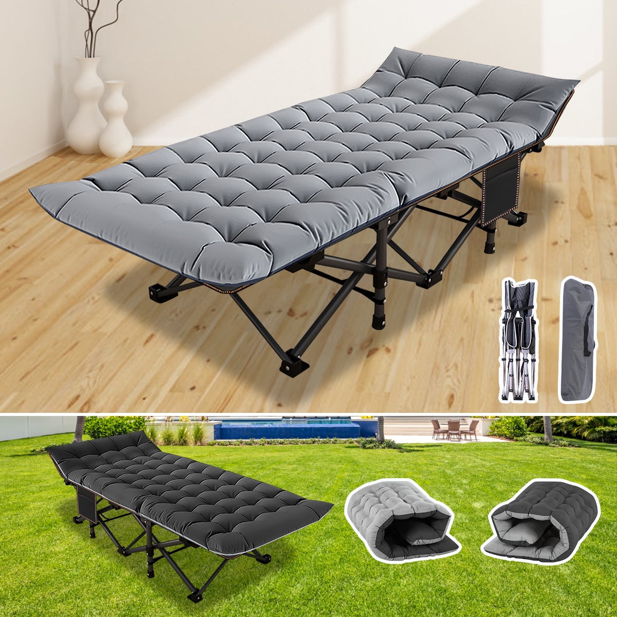 ABORON Folding Camping Cot, Folding Guest Bed For Adults, Portable ...