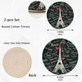 thumbnail image 3 of GZHJMY 2 Pcs Romantic Paris Eiffel Tower Hearts Round Woven Pot Holders Trivets Set, Cotton Coasters Placemats for Cooking Baking Hot Dish Pan Pot Bowl Teapot(7&9 Inches Diameter), 3 of 5
