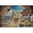 thumbnail image 2 of Manning, Ruane 32x23 Gold Ornate Wood Framed with Double Matting Museum Art Print Titled - Harvest Village, 2 of 4