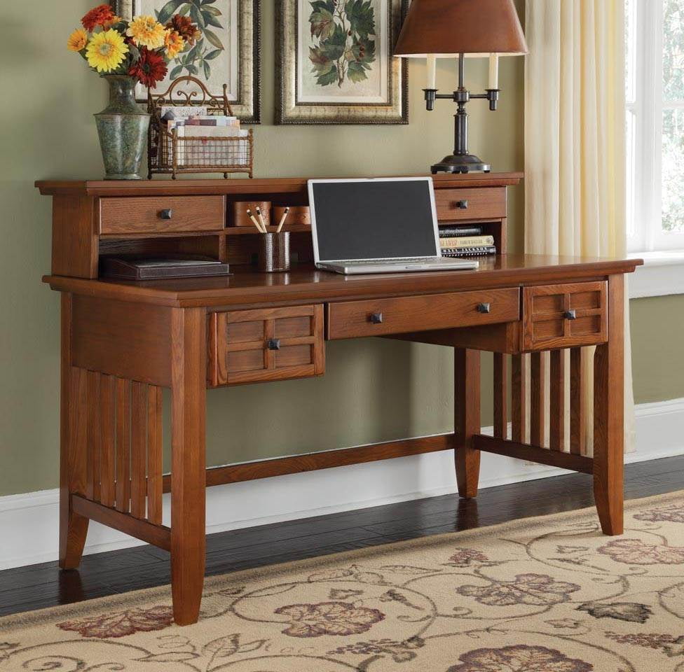 Cottage Oak Executive Desk and Hutch