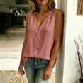 thumbnail image 6 of Noric Women's Sleeveless Button Up Tank Tops Summer V Neck Casual Solid Color Loose Fit Blouse, 6 of 6