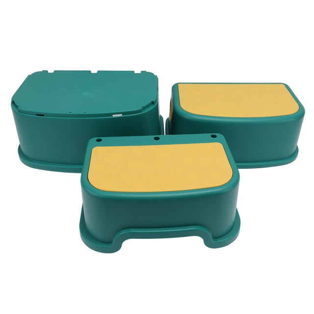 Reposapiés para niños de 3 piezas, base antideslizante, bordes suaves, taburete para baño, inodoro y cocina, color verde.