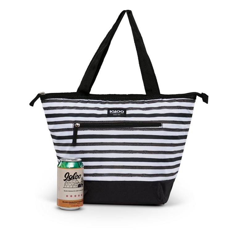 Igloo 14 Can Essential Tote Cooler Lunch Bag Black and White