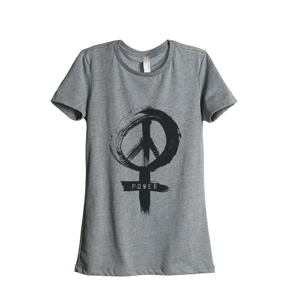 Thread Tank Power Sign Women's Relaxed Crewneck T-Shirt Tee Heather Grey Small