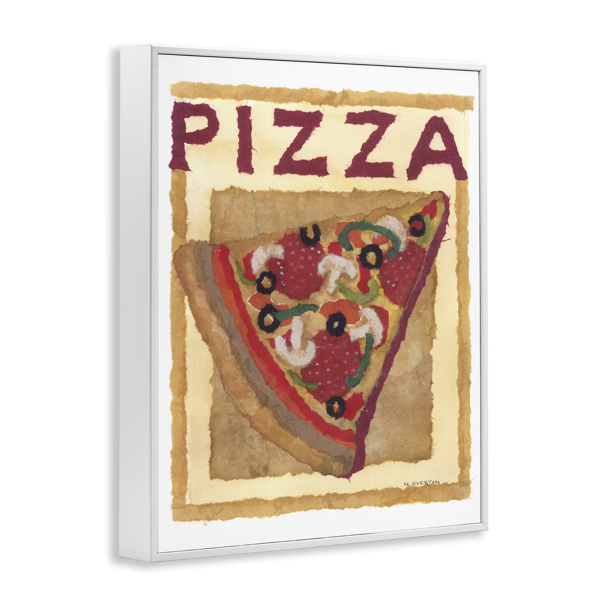 Stupell Industries Watercolor Style Pizza Food & Beverage Painting White Framed Art Print Wall Art, 24 x 30