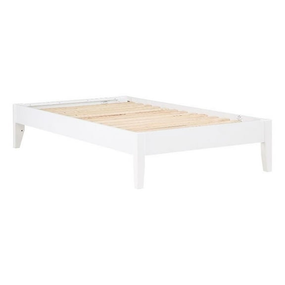 Pemberly Row Contemporary Wood Platform Full Bed in in White