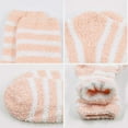thumbnail image 4 of 5 Pairs Women Socks Striped Fluffy Coral Velvet Thick Warm Winter Socks Girls Indoor Floor Towel Socks（Purple,Blue,Green,Orange,Pink）, 4 of 4