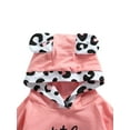 thumbnail image 4 of Qiylii Kids Girls Leopard Outfit Letter Hooded Tops with 3D Ear+Long Pants, 4 of 7
