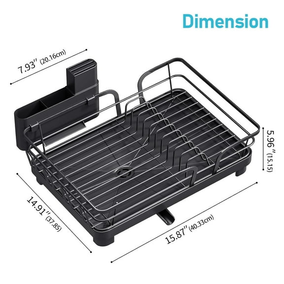 Multifunctional Dish Drying Rack with Cup Holder, Cutlery Organizer, and Drain Board for Kitchen Counter