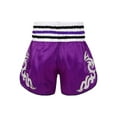 thumbnail image 2 of Jowowha Men Woman Muay Thai Shorts Martial Arts Kickboxing Sport Drawstring Training Boxer Shorts Purple L, 2 of 7
