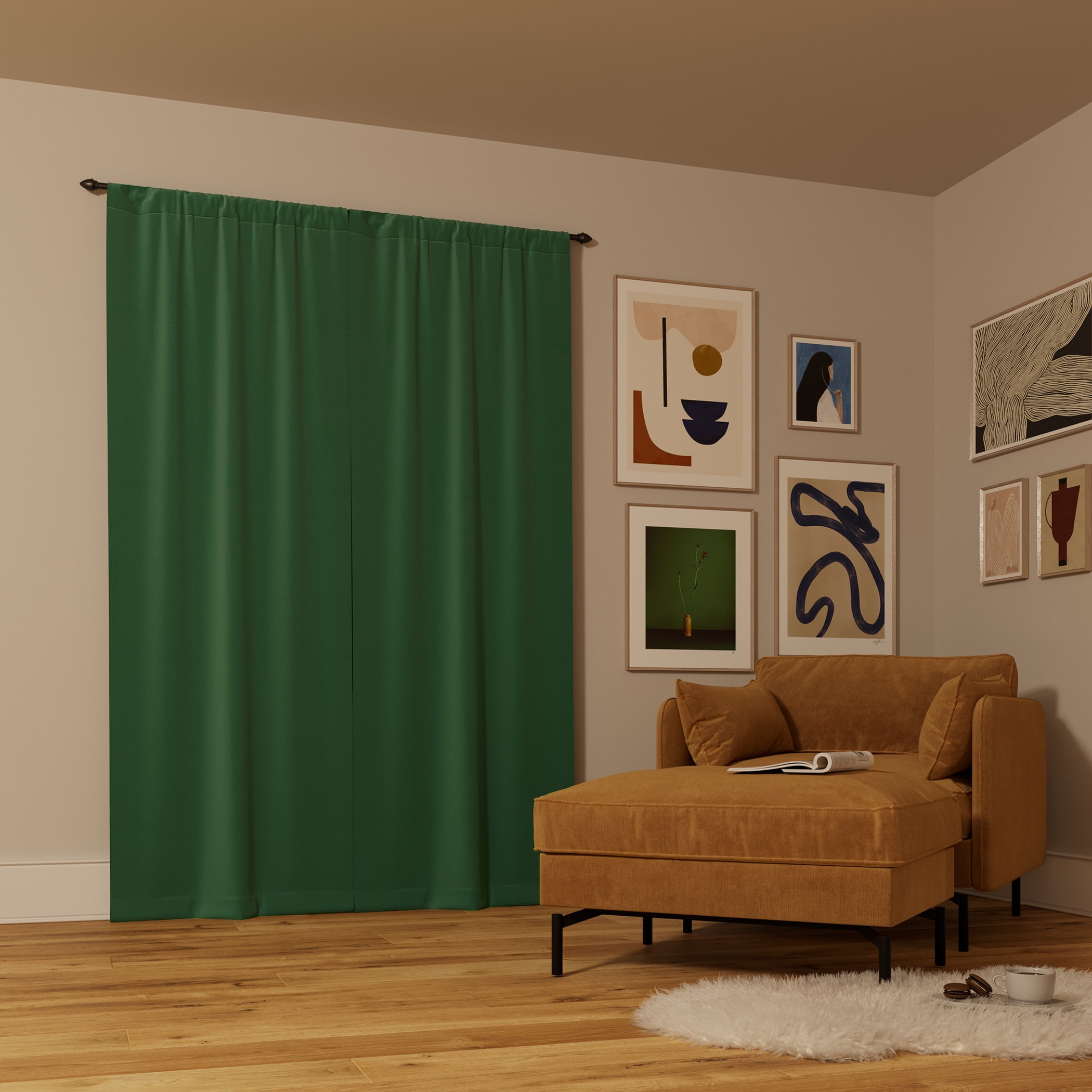 Sun Zero Rianna Theater Grade Extreme 100% Blackout Rod Pocket Curtain Panel, 40"W x 96"L, Malachite Green