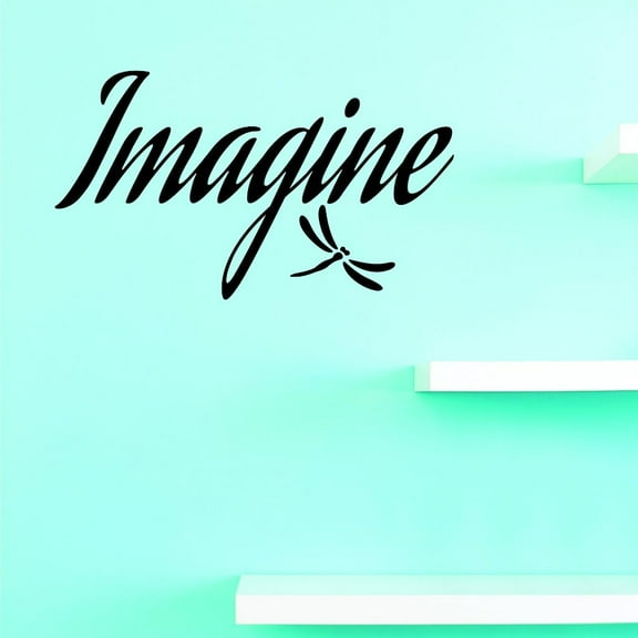 Custom Decals Imagine Wall Art Size: 8 X 30 Inches Color: Black