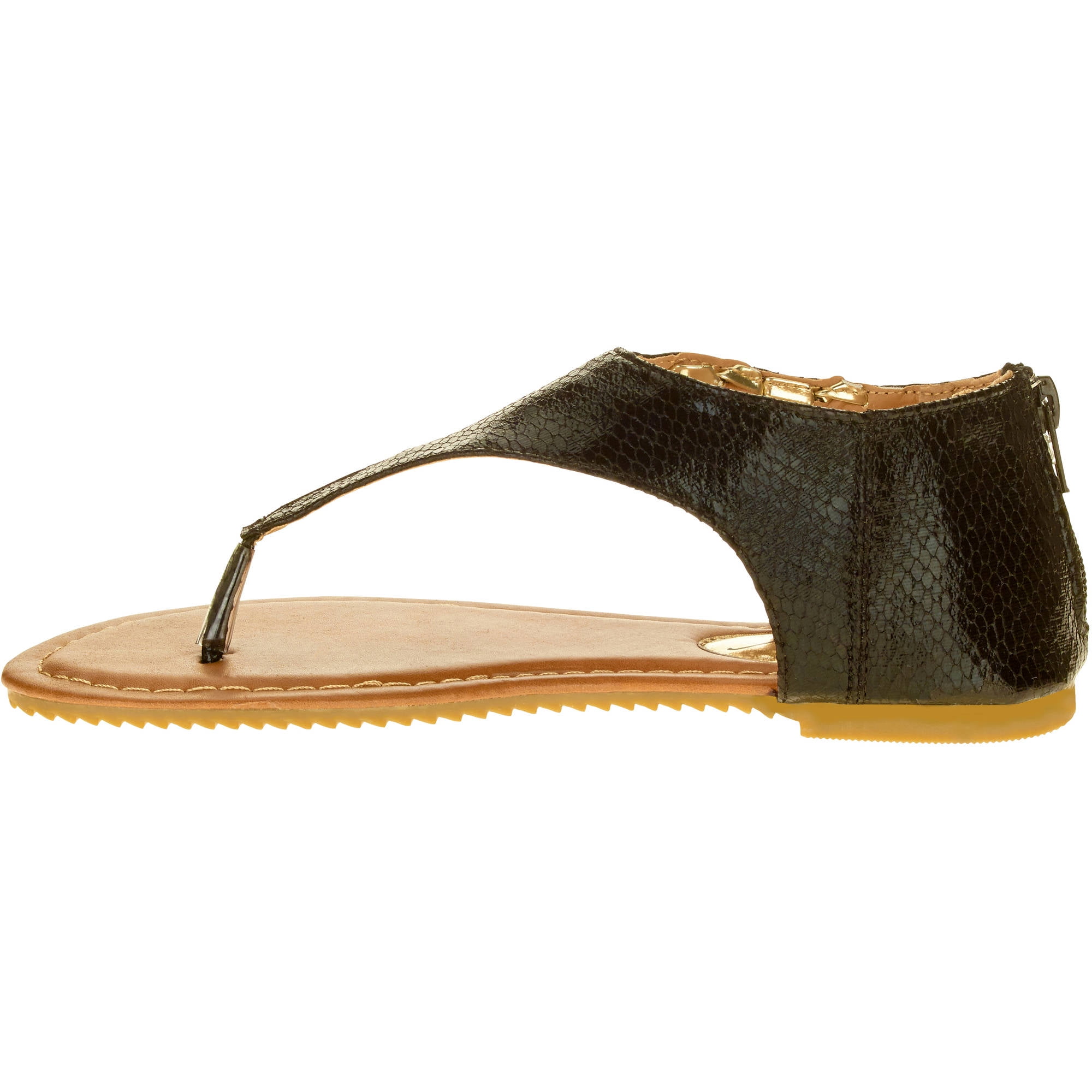 Victoria K. Women Snakeskin Print Zipper Back With Side Laceup   Sandals
