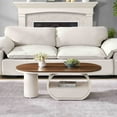 thumbnail image 2 of NEW Luxury Oval Coffee Table, 47.24'' Coffee Table with Storage Drawer, White Metal Center Table for Living Room, 2 of 10