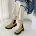 thumbnail image 2 of CEHVOM Bottes à Talon Épais pour Femmes, Hiver, Chaudes, Couleur Unie, Manches, Bout Rond, Tige Courte, 2 of 4