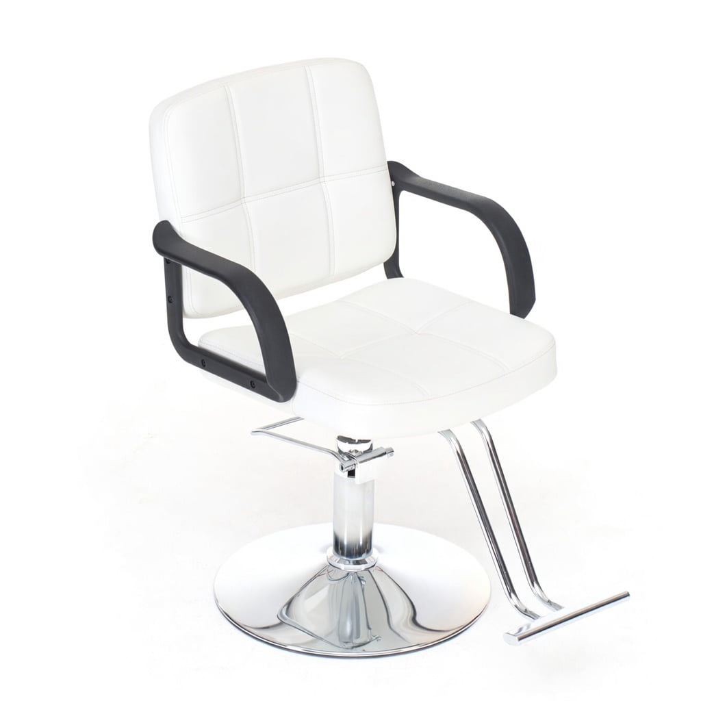 360-Degree Swivel Barber Chair with Hydraulic Height Adjustment, Heavy-Duty Salon Styling Chair with PU Leather and 350 lb Capacity, Off White
