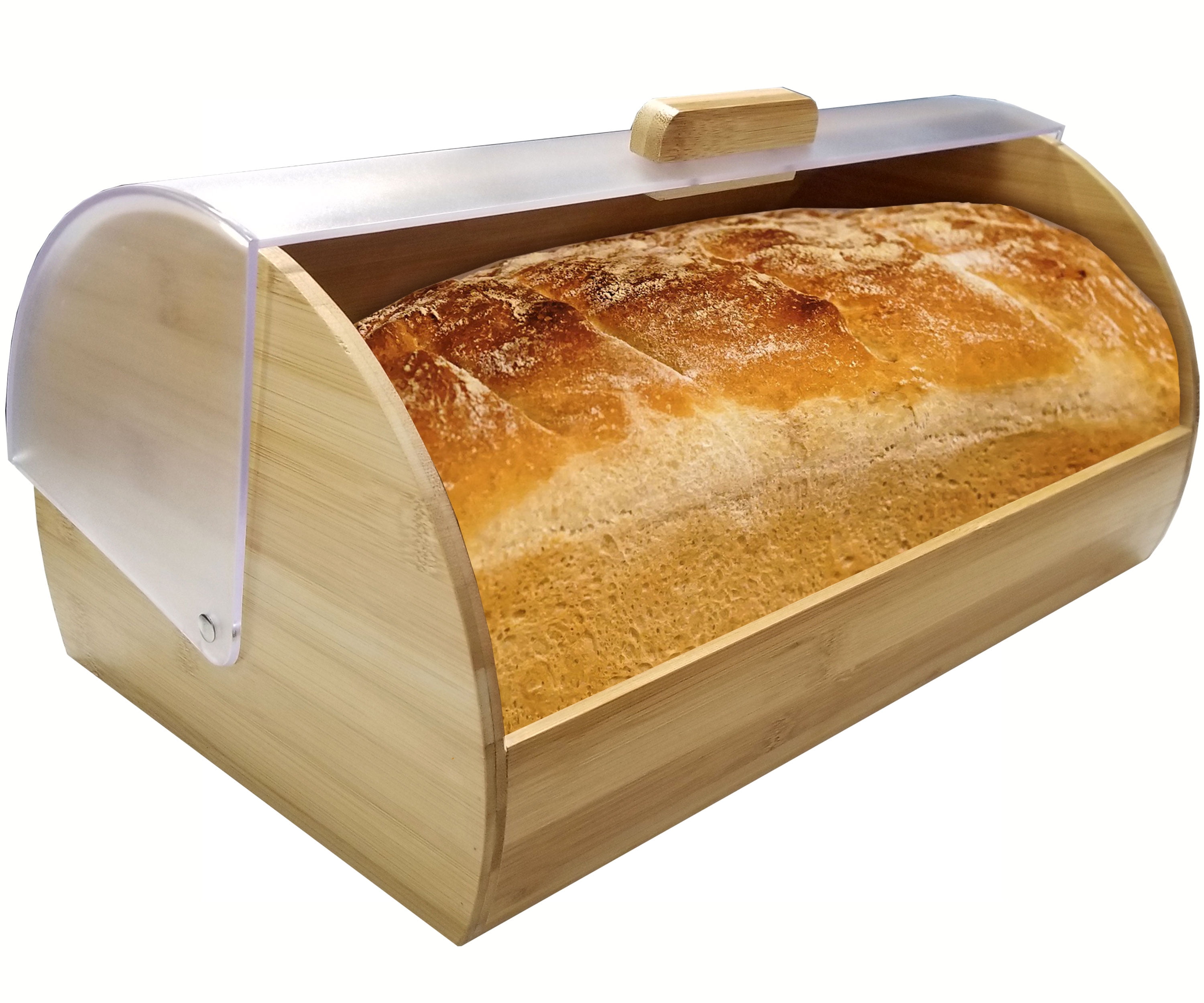 Bamboo Bread Box, Large Storage, Acrylic Easy Glide Cover with Handle, Polished Brown Walmart