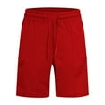 thumbnail image 4 of JTieacloth Mens Linen Shorts Summer Men'S Casual Shorts Solid Color Shorts Fashion Slim Five Pants Beach Shorts,Red, 4 of 5