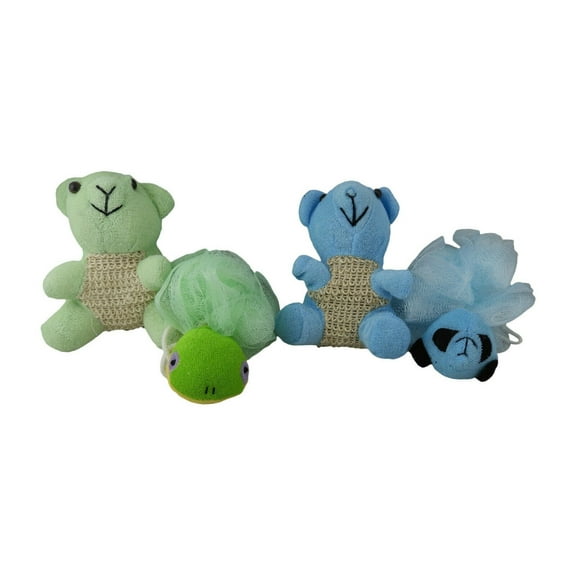 4 Piece Children's Animal Bath Sponge Loofah Random Designs and Colors