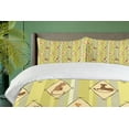 thumbnail image 4 of Ambesonne Cats Duvet Cover Sets, Cat Motifs in Rhombus Elements, 2-Queen, Mustard Avocado Green, 4 of 7