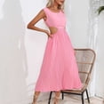 thumbnail image 4 of Lenago Robes d'Été Grande Taille pour Femmes Mode Femmes Robe d'Été Col Rond Robe de Poupée Imprimé à Pois Robe Plissée Sans Manches Robes de Plage de Fête en Liquidation, 4 of 6