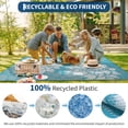 thumbnail image 2 of Large Waterproof Outdoor Rug 9x18 Weather Resistant Plastic Straw Rug, Reversible Floral Patio Carpet, Foldable RV Camping Mat with Stakes & Carry Bag, Outside Carpet for Garden Porch, Blue, 2 of 9