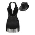 thumbnail image 2 of Zaldita Tassel Leotard for Women Sleeveless V Neck Fringe Bodysuit Latin Jazz Performance Costume Black M, 2 of 7
