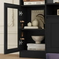 thumbnail image 5 of Hiphuta 79" W Wall Unit Entertainment Center with Bookcase for TVs up to 65", Farmhouse TV Stand with LED Lights for Living Room, Black, 5 of 7
