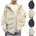 thumbnail image 5 of Odeerbi Kids Boys Winter Coat Jacket Warm Outerwear Overcoat Solid Color Long Sleeve Hooded Jacket Black, 5 of 5